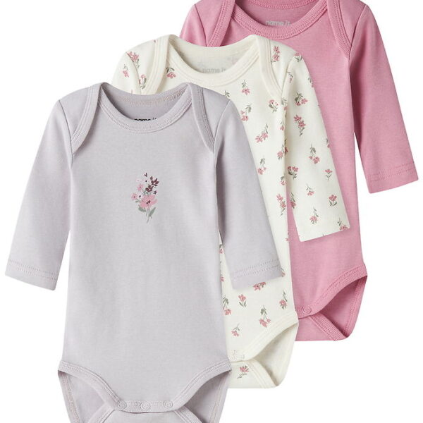 Name It Bodyer l/æ - 3-pak - Noos - NbfBody - Jet Stream/w/ Lila