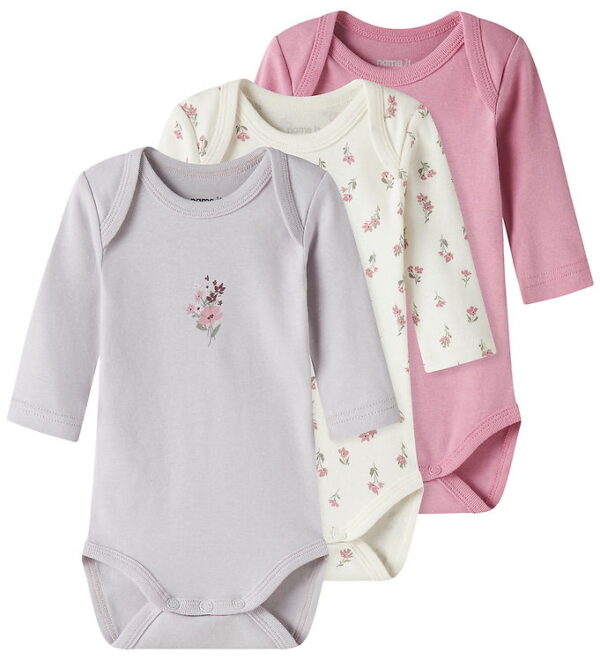 Name It Bodyer l/æ - 3-pak - Noos - NbfBody - Jet Stream/w/ Lila