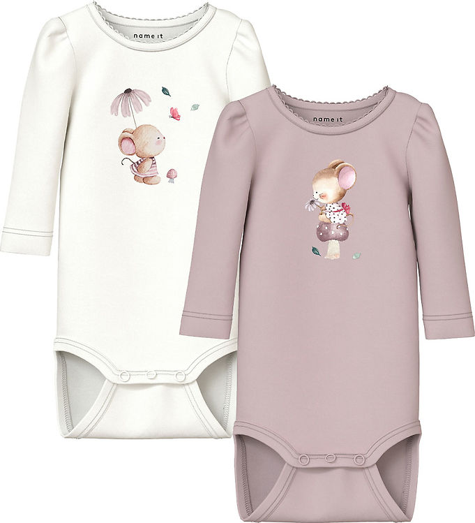 Name It Bodyer l/æ - NbfLotus - 2-pak - Cloud Dancer/Burnished