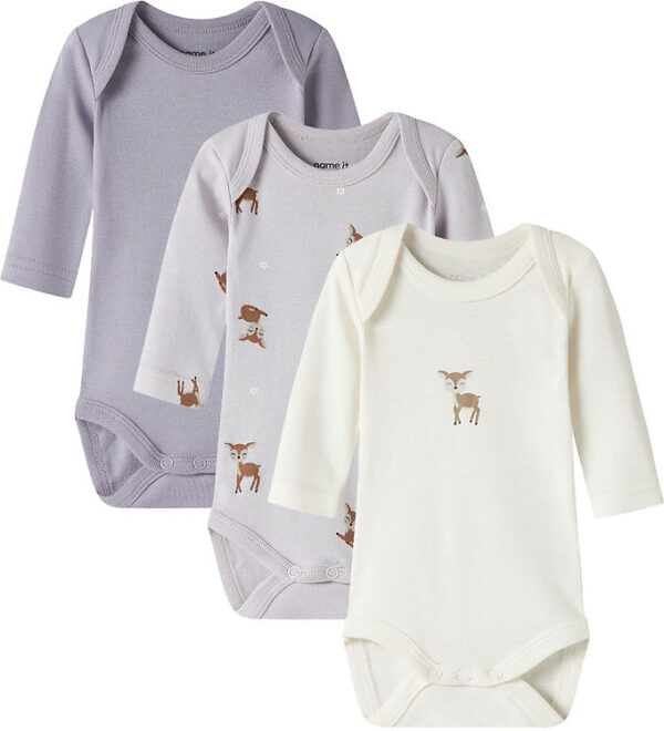 Name It Bodyer l/æ - Noos - NbfBody - 3-pak - Lilac Marble/W/Jet