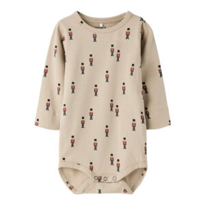Name It Langærmet Body Med Mange Små Figur Print, Str. 56-92 - Beige