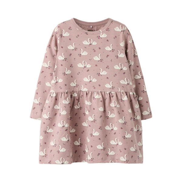 Name It Langærmet Kjole Med Svane Print, Str. 92-116