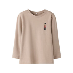 Name It Langærmet Top Med Små Figur Tegning, Str. 92-116 - Beige