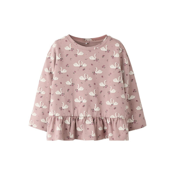 Name It Langærmet Top Med Svane Print, Str. 92-116