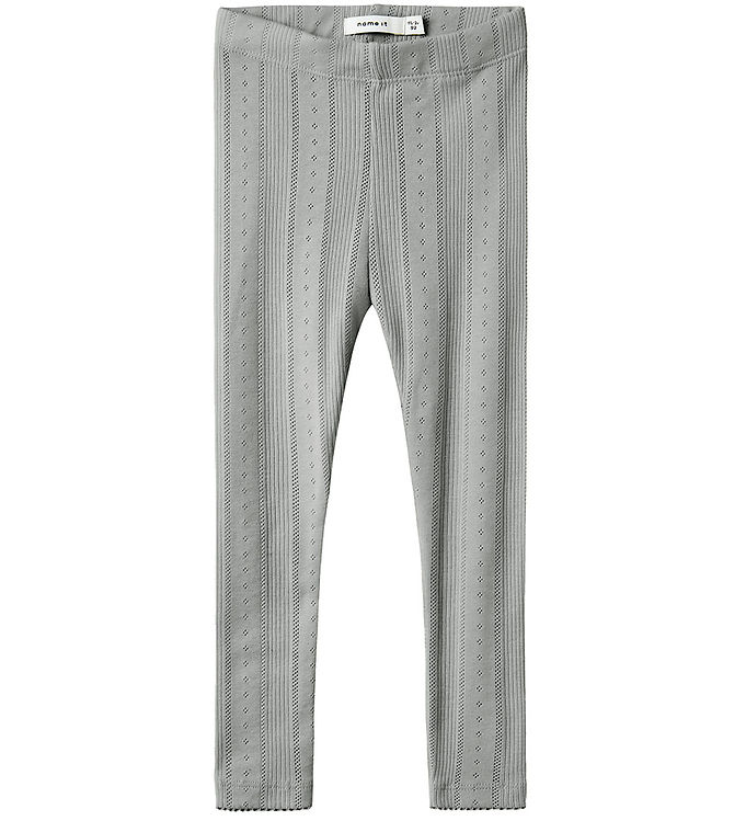 Name It Leggings - Noos - NmfJulia - Grey Melange m. Hulmønster Name It Leggings - Noos - NmfJulia - Grey Melange m. Hulmønster