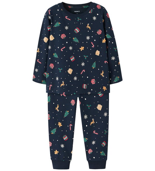 Name It Nattøj - 2-Delt - NmnVismas - Navy Blazer/Xmas AOP Navy