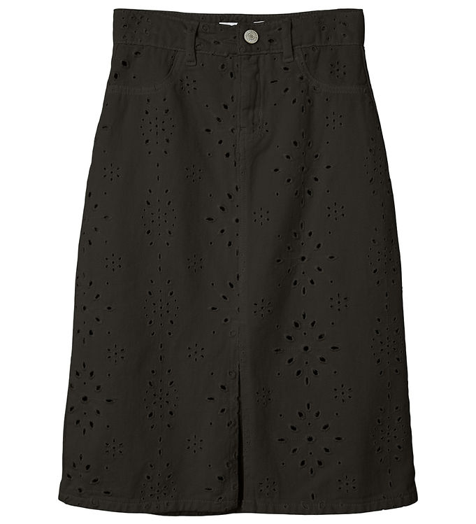 Name It Nederdel - Twill - NkfNinna - Sort m. Hulmønster