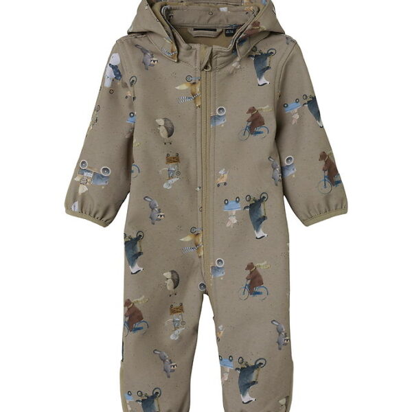 Name It Softshelldragt m. Fleece - NbnAlfa08 - Silver Mink/GO