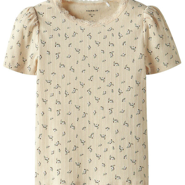 Name It T-shirt - Rib - NmfHoise - Sun Kiss m. Blomster