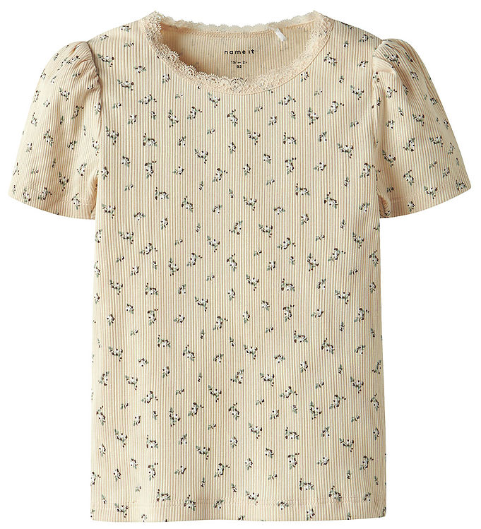 Name It T-shirt - Rib - NmfHoise - Sun Kiss m. Blomster Name It T-shirt - Rib - NmfHoise - Sun Kiss m. Blomster