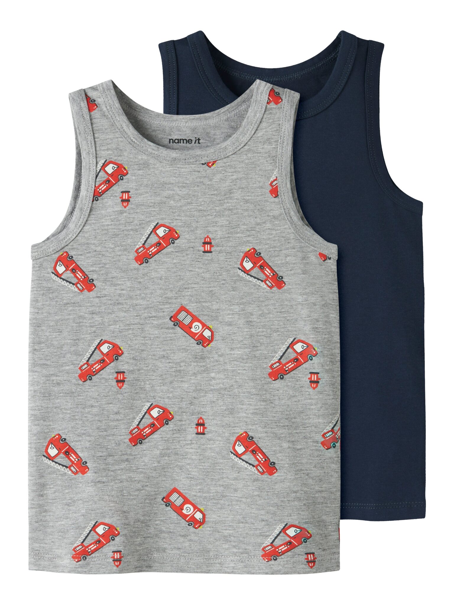 Name It Tank Top 2pak Grey Firetruck NOOS - Grey Melange - 86 cm