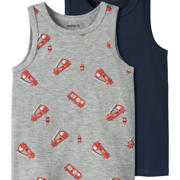 Name It Tank Top 2pak Grey Firetruck NOOS - Grey Melange - 86 cm