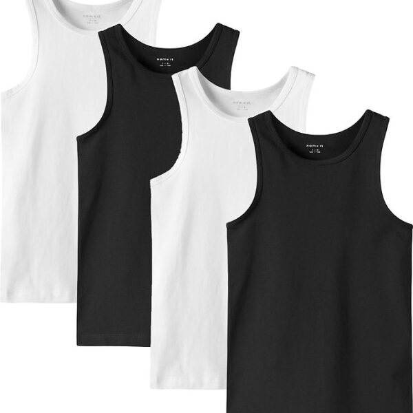 Name It Undertrøje - Noos - NkmTank - 4-pak - Sort/w/ 2 x Bright
