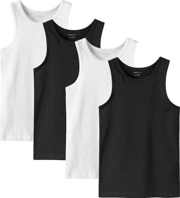 Name It Undertrøje - Noos - NkmTank - 4-pak - Sort/w/ 2 x Bright