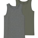Name It Undertrøjer - Noos - NkmTank - 2-pak - Tea Leaf/Dark Gre