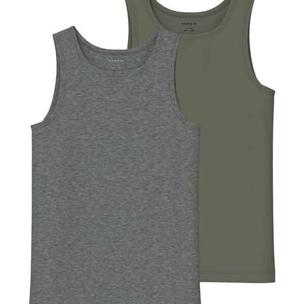 Name It Undertrøjer - Noos - NkmTank - 2-pak - Tea Leaf/Dark Gre