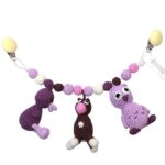 NatureZoo Barnevognskæde - Ugle/Ko/And - Lilla/Lavendel
