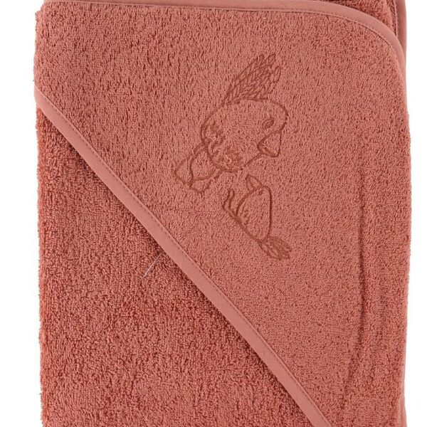 Nørgaard Madsens Babyhåndklæde - 100x100 cm - Dusty Red m. Fugl