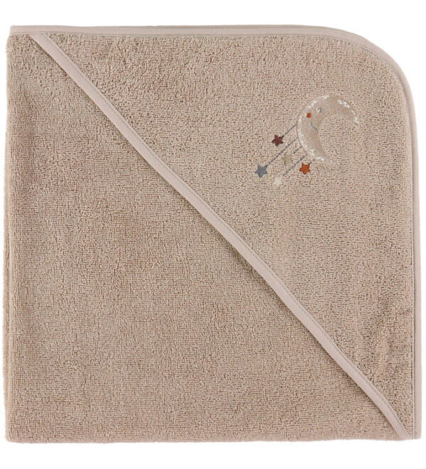 Nørgaard Madsens Babyhåndklæde - 75x75 - Sand m. Måne og Stjerne