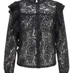 ONLY Blonde Bluse Karo Lace Black