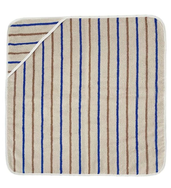 OYOY Babyhåndklæde - 100x100 cm - Raita - Karamel/Optic Blue