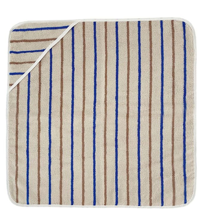 OYOY Babyhåndklæde - 100x100 cm - Raita - Karamel/Optic Blue