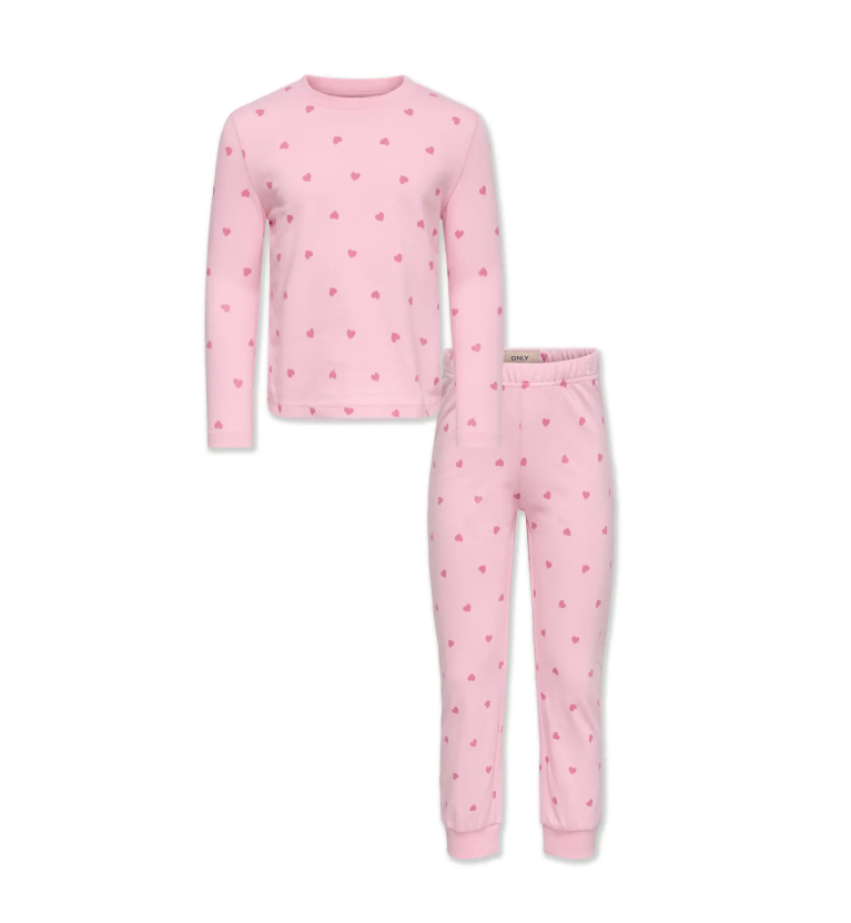 Only Mini Rila Nightwear - Romance Rose Pant AOP Heart/Cashmere Rose - 92 cm