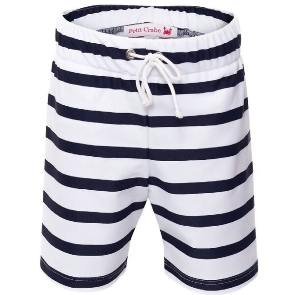 Petit Crabe Badeshorts - Alex - UV50+ - Hvid/Navystribet
