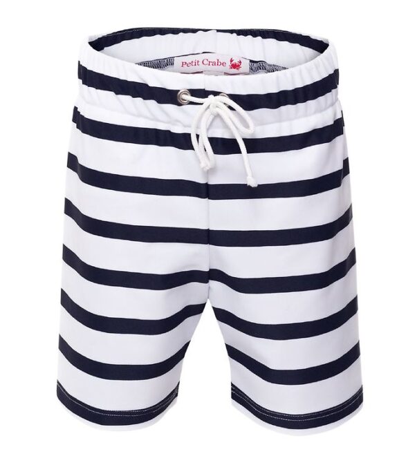 Petit Crabe Badeshorts - Alex - UV50+ - Hvid/Navystribet