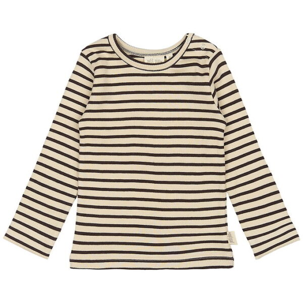 Petit Piao Bluse - Rib - Modal - Coffee Bean/Off White