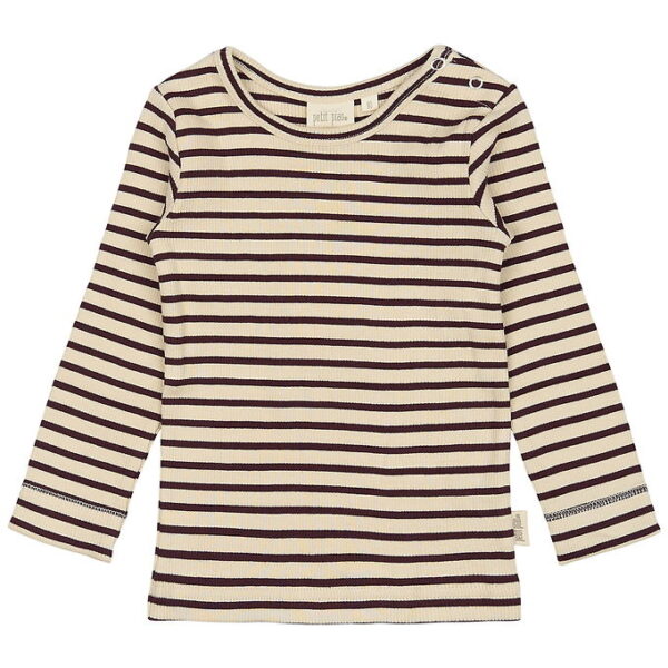 Petit Piao Bluse - Rib - Modal - Dark Grape/Off White Petit Piao Bluse - Rib - Modal - Dark Grape/Off White