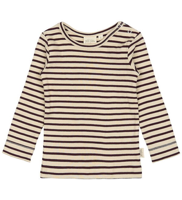 Petit Piao Bluse - Rib - Modal - Dark Grape/Off White