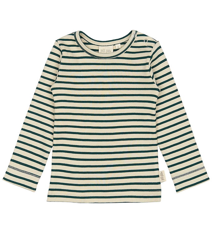 Petit Piao Bluse - Rib - Modal - Dark Sea/Off White
