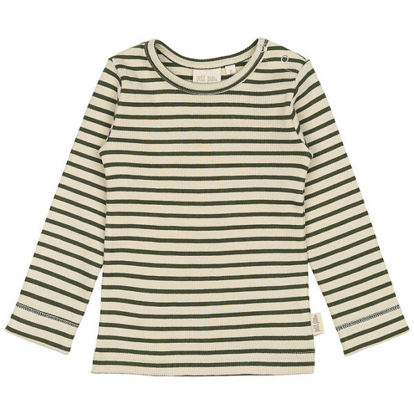 Petit Piao Bluse - Rib - Modal - Green Leaf/Off White