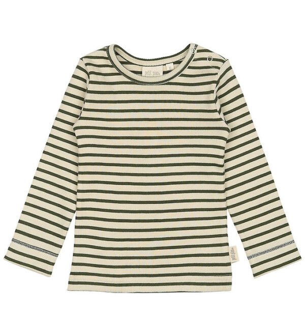 Petit Piao Bluse - Rib - Modal - Green Leaf/Off White
