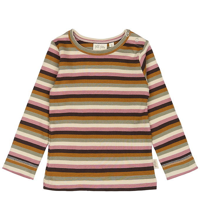 Petit Piao Bluse - Rib - Modal - Nostalgic Rose/Multi Striped Petit Piao Bluse - Rib - Modal - Nostalgic Rose/Multi Striped