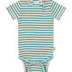 Petit Piao Body k/æ - Rib - Modal - Turquise/Dark Off White