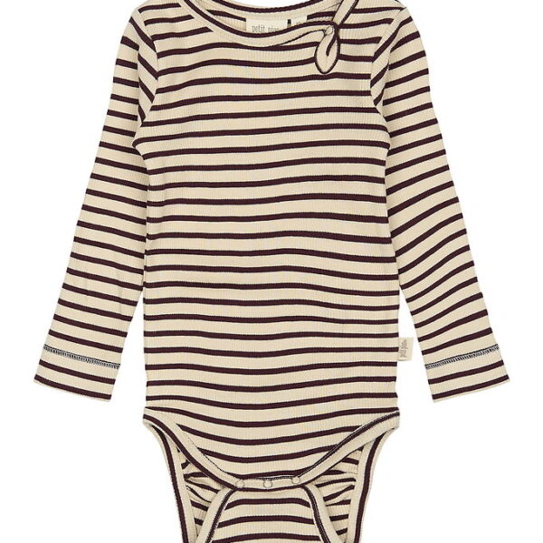 Petit Piao Body l/æ - Rib - Dark Grape/Off White