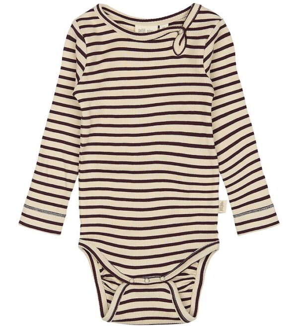 Petit Piao Body l/æ - Rib - Dark Grape/Off White