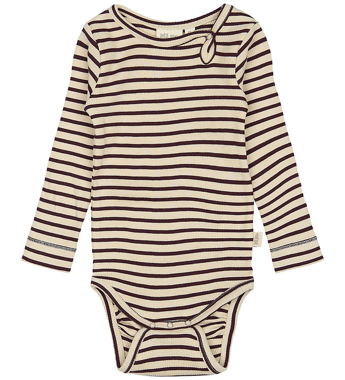 Petit Piao Body l/æ - Rib - Dark Grape/Off White