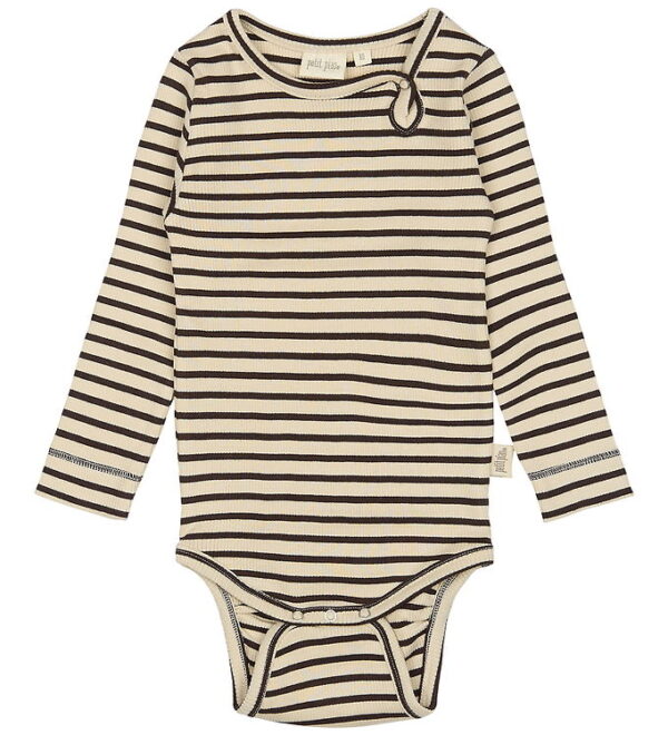 Petit Piao Body l/æ - Rib - Modal - Coffee Bean/Off White