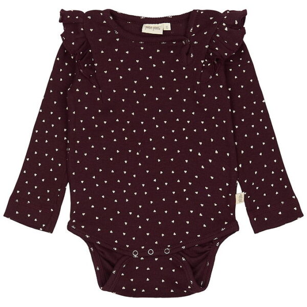 Petit Piao Body l/æ - Rib - Modal - Dark Grape m. Hjerter Petit Piao Body l/æ - Rib - Modal - Dark Grape m. Hjerter