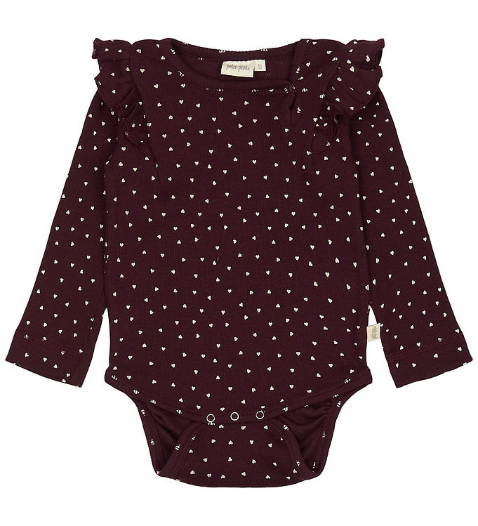 Petit Piao Body l/æ - Rib - Modal - Dark Grape m. Hjerter Petit Piao Body l/æ - Rib - Modal - Dark Grape m. Hjerter