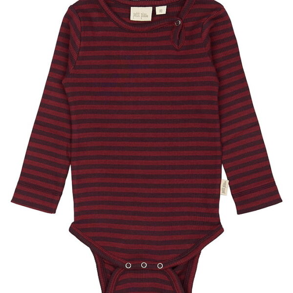 Petit Piao Body l/æ - Rib - Modal - Dark Grape/Biking Red