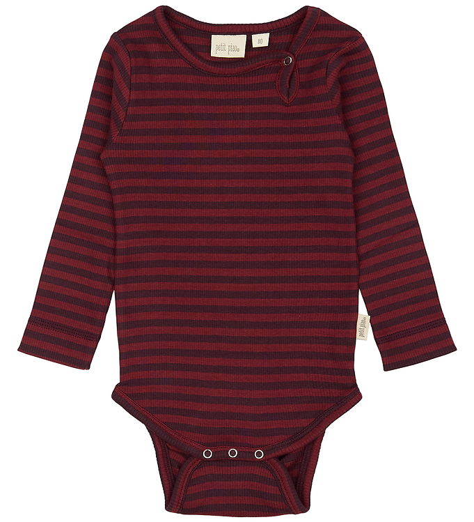 Petit Piao Body l/æ - Rib - Modal - Dark Grape/Biking Red