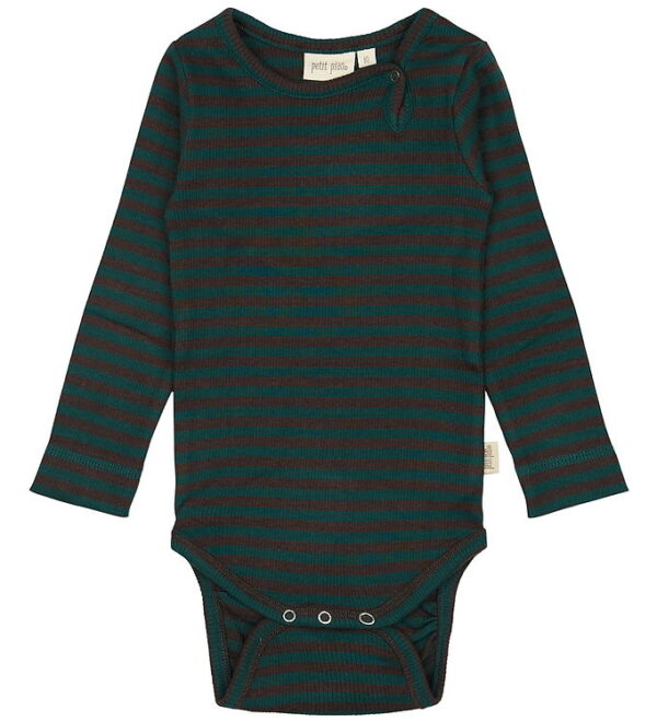 Petit Piao Body l/æ - Rib - Modal - Dark Sea/Coffe Bean