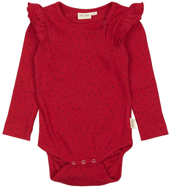 Petit Piao Body l/æ - Rib - Modal - Frill - Jet Red/Biking Red