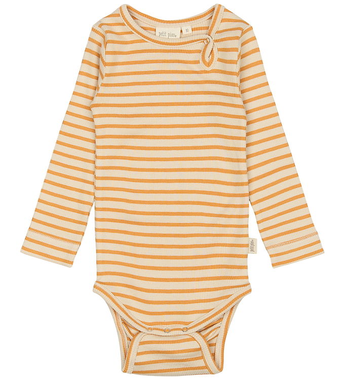 Petit Piao Body l/æ - Rib - Modal - Sunflower/Off White Petit Piao Body l/æ - Rib - Modal - Sunflower/Off White