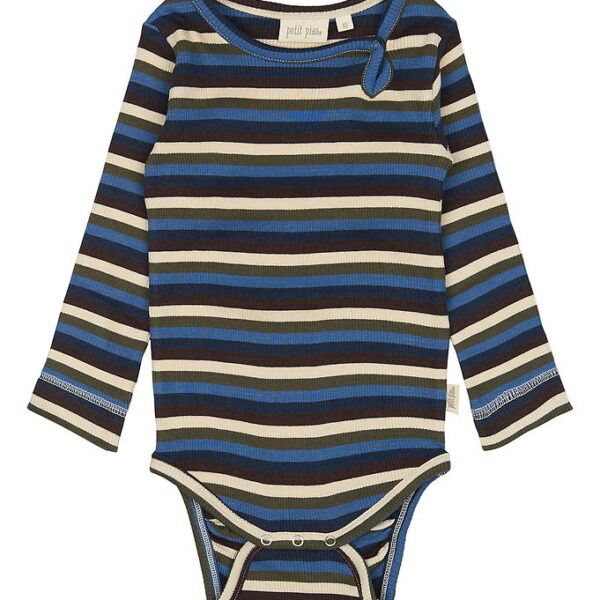 Petit Piao Body l/æ - Rib - Modal - True Navy/Multistripe