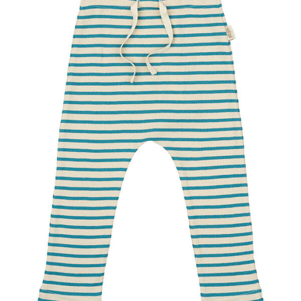 Petit Piao Bukser - Rib - Modal - Turquise/Dark Off White Petit Piao Bukser - Rib - Modal - Turquise/Dark Off White